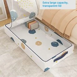 TheElves Under Bed Storage With Lid, 2 Pack Foldable Underbed Storage Containers PVC,Under Bed Storage Drawer For Clothes Books Toys Shoes Pillows-80L -Songmics Furniture Shop 51ta8wcSYjL