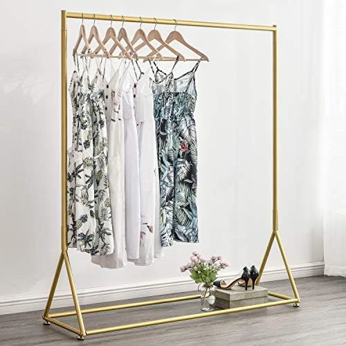 BOSURU Modern Clothes Rack Retail Display Clothes Rack Freestanding Garment Rack Easy Assemble Clothing Rack For Bedroom Or Boutiques Gold 59" L 7 BOSURU Modern Clothes Rack Retail Display Clothes Rack Freestanding Garment Rack Easy Assemble Clothing Rack For Bedroom Or Boutiques Gold 59" L - Image 7