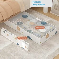 TheElves Under Bed Storage With Lid, 2 Pack Foldable Underbed Storage Containers PVC,Under Bed Storage Drawer For Clothes Books Toys Shoes Pillows-80L -Songmics Furniture Shop 51tj1SsZ6aL