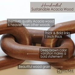 Product Elevations Acacia Wood Chain Link Decor-Modern Home Decor For Farmhouse, Book Shelves, And Racks-Rustic Coffee Table Decor (Brown) -Songmics Furniture Shop 51tl2UIm5vL