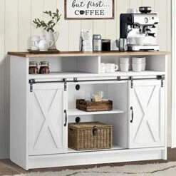4ever2buy Coffee Bar Cabinet With Storage, Farmhouse Sideboard Buffet Cabinet With Sliding Barn Door, 52'' Kitchen Cabinet With Adjustable Shelves, White Coffee Bar Table For Living Dining Room -Songmics Furniture Shop 51tmx0pI1jL. AC