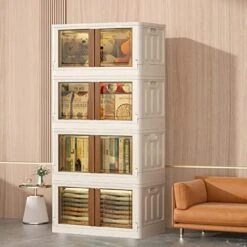 Sineda 4 Pack Storage Bins With Lids - 19 Gallon Collapsible Storage Bins With Wheels And Door, Stackable Storage Bins For Clothing, Blankets, Books, Bedding And Toys.(19 Gal-4Pack, Green) 23 Sineda 4 Pack Storage Bins With Lids - 19 Gallon Collapsible Storage Bins With Wheels And Door, Stackable Storage Bins For Clothing, Blankets, Books, Bedding And Toys.(19 Gal-4Pack, Green) -Songmics Furniture Shop 51tnW8et63L. AC