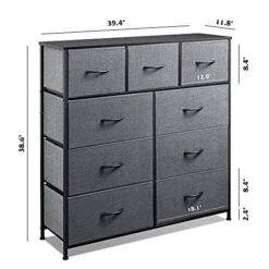 WLIVE 9 Drawer Dresser And 10 Drawer Tall Chest Organizer Set, Fabric Storage Tower For Bedroom, Nursery, Entryway, Closets, Charcoal Gray -Songmics Furniture Shop 51tq2Nkz1OL