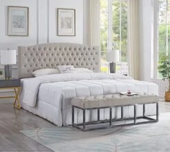 24KF Upholstered Tufted Long Bench Seats With Metal Frame Leg, Linen Bench Ottoman With Padded Seat-Linen -Songmics Furniture Shop 51tqlx5WryL