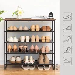 HOOBRO Shoe Rack, 5-Tier Shoe Storage Unit, Shoe Organizer Shelf For 16-20 Pairs, Saving Space, Durable And Stable, For Entryway, Hallway, Closet, Dorm Room, Industrial, Rustic Brown BF58XJ01 10 HOOBRO Shoe Rack, 5-Tier Shoe Storage Unit, Shoe Organizer Shelf For 16-20 Pairs, Saving Space, Durable And Stable, For Entryway, Hallway, Closet, Dorm Room, Industrial, Rustic Brown BF58XJ01 -Songmics Furniture Shop 51trRQqDAAL