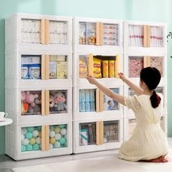 4Pcs Plastic Storage Containers With Handle For Clothes Organizing Cabinet Stackable Lidded Storage Bins With Wheel,8.5Gal Collapsible Storage Box For Snacks Pantry Bedroom Closet Playroom Office -Songmics Furniture Shop 51tx2D7qLmL. AC