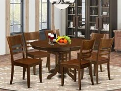 EAST WEST FURNITURE 7 Pc Kenley Dining Table With A 18 Inch Leaf And 6 Hard Wood Kitchen Chairs In Espresso .
