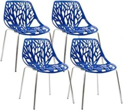 CangLong Modern Mid Century Plastic Shell Hollow Matal Legs Dining Chairs, 4 PCs Pack-Light, White 1 -Songmics Furniture Shop 51uBnn2fCL. AC