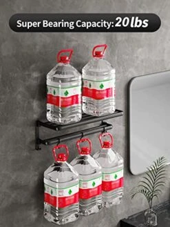 Towel Racks For Bathroom, Dual Folding Towel Rack, Black Bathroom Towel Rack Wall Mounted, Flat Towel Bar For More Stable Storage, Waterproof & Rustproof Space Aluminum, Drilling/Nail-free Glue,23.6in -Songmics Furniture Shop 51uEOdW3e6L