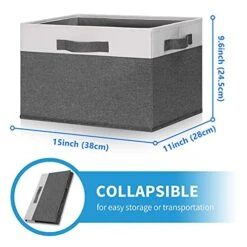 GhvyenntteS Storage Bins [3-Pack] Large Foldable Storage Baskets For Shelves, Sturdy Fabric Cube Storage Bins With 3 Handles For Closet Nursery Cabinet Living Room (Grey, 15" X 11" X 9.6") -Songmics Furniture Shop 51uEkBfrsGS