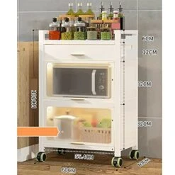 Microwave Oven Rack Kitchen Storage Cabinet, Deepened Storage Cabinet With Door, Floor To Floor, Multi-layer Storage Rack, Cabinet, Multifunctional Storage Rack Kitchen Storage Rack ( Color : Brass ,