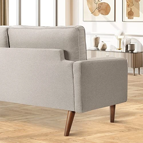 Koorlian Beige Small Couches, 68 Inch Fabric Loveseat Sofa, 2 Seater Couch For Small Space, Button Tufted Seat Cushion, Square Armrest, 2 Throw Pillows, Modern Sofa For Bedroon, Living Room, Apartment 5 Koorlian Beige Small Couches, 68 Inch Fabric Loveseat Sofa, 2 Seater Couch For Small Space, Button Tufted Seat Cushion, Square Armrest, 2 Throw Pillows, Modern Sofa For Bedroon, Living Room, Apartment - Image 5