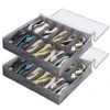 Surblue Under Bed Shoe Storage Organizer Underbed Shoes Closet Storage Solution 2 Metal Zippers And 3 Handles With Clear Cover For Men's And Women's Shoes Fits 24 Pairs Of Shoes， Set Of 2, Grey
