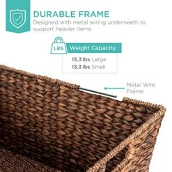 Best Choice Products Set Of 2 XL Multipurpose Classic Water Hyacinth Chests Oversized Woven Tapered Storage Basket For Organization, Laundry, Decoration W/Attached Lid, Handle Holes 9 Best Choice Products Set Of 2 XL Multipurpose Classic Water Hyacinth Chests Oversized Woven Tapered Storage Basket For Organization, Laundry, Decoration W/Attached Lid, Handle Holes -Songmics Furniture Shop 51uQaIc3kXL