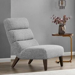 Watson & Whitely Modern Accent Chair, Armless Lounge Chair For Living Room And Bedroom, Fabric Upholstered Chair With Solid Wooden Legs, Grey (Multi-Colored) -Songmics Furniture Shop 51uVW4Yp4bL