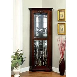 Furniture Of America Lennie Glass Door Corner Curio Cabinet In Walnut -Songmics Furniture Shop 51uac50KHgS
