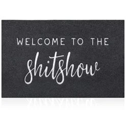 AAZZKANG Welcome Mat Outdoor Funny Welcome To The Shitshow Doormat With Non Slip Rubber Backing Ultra Absorb Mud Easy To Clean Indoor Front Door Entrance Mats Black
