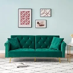 AOCOROE 69.7" Loveseat Couch, Futon Sofa Bed Day Bed With Tufting.Twin Size Convertible Small Velvet Futon Couch Sleep For Small Living Room, Apartment, No Mattress Needed. -Songmics Furniture Shop 51ue0UWaVOL. AC