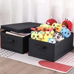 HOONEX Storage Bins With Lids For Organizing, Pack Of 2, Storage Boxes With 2 Carrying Handles And Study Heavy Cardboard, 16.5" L X 11.8" W X 7.5" H For Toy, Shoes, Books, Clothes, Nursery, Black 17 HOONEX Storage Bins With Lids For Organizing, Pack Of 2, Storage Boxes With 2 Carrying Handles And Study Heavy Cardboard, 16.5" L X 11.8" W X 7.5" H For Toy, Shoes, Books, Clothes, Nursery, Black -Songmics Furniture Shop 51uh03LcHVL