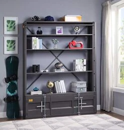 ACME Cargo Bookshelf & Ladder - - Gunmetal -Songmics Furniture Shop 51umIbU1iKL