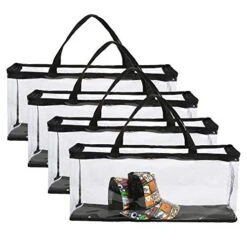 Fasmov 4 Pack Hat Storage Bag, Extra Large Cap Bag Transparent Moving Totes With Zipper Closure Reusable Backpack Carrying Handles, Each Holds 20 Hats (total 80 Hats)