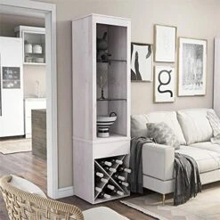 Furniture Of America Mette Transitional Wood Multi-Storage Curio In White Oak -Songmics Furniture Shop 51uz3h2IdCS