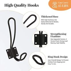 YIHATA Coat Hooks Wall Hooks, Heavy Duty Wall Mounted Black Coat Hooks With Double Prong Hooks, Hanging Hooks For Mudroom Hooks, Backpack Hooks, Hat Hook (14 Pack-A) 8 YIHATA Coat Hooks Wall Hooks, Heavy Duty Wall Mounted Black Coat Hooks With Double Prong Hooks, Hanging Hooks For Mudroom Hooks, Backpack Hooks, Hat Hook (14 Pack-A) -Songmics Furniture Shop 51uzHA6X01L