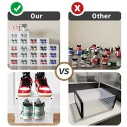 OMOPIN Shoe Boxes Clear Plastic Stackbable, 10 Pack Drop Front Shoe Box, Shoe Storage Box, Sneaker Storage For Size 12 (Clear 10pack)