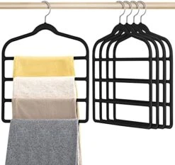 Pants Space Saving Hangers, HOMEBROS 5 Packs 360° Swivel Pants Multi-Layer Hangers Non-Slip Plastic Rubber Coated Pants Rack Closet Organizer For Leggings Jeans Trousers Slacks Ties Scarves Towels -Songmics Furniture Shop 51v1wr9RftL. AC