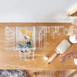 Beautify Clear Acrylic Jewelry Organizer Chest/Makeup Storage Box With 6 Drawers & Hanging Necklace Holder - Clear -Songmics Furniture Shop 51v5AYXJJqL