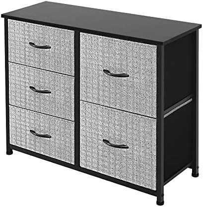 AZL1 Life Concept Storage Dresser Furniture Unit - Large Standing Organizer Chest For Bedroom, Office, Living Room, And Closet - 5 Drawer Removable Fabric Bins - Light Grey/White 9 AZL1 Life Concept Storage Dresser Furniture Unit - Large Standing Organizer Chest For Bedroom, Office, Living Room, And Closet - 5 Drawer Removable Fabric Bins - Light Grey/White - Image 9