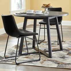 LEMBERI Faux Leather Dining Chairs Set Of 2, 18 Inch Kitchen & Dining Room Chairs,Mid Century Modern Dining Chairs With Backrest And Metal Legs, Comfortable Upholstered Seat Chairs (18,Black) -Songmics Furniture Shop 51v6Y6tNjPL