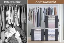 SLEEPING LAMB 120L Oversized Blanket Storage Bags Sturdy Fabric Clothes Storage Containers For King Comforter Bedding Pillow Sheet, Grey, 3 Packs 10 SLEEPING LAMB 120L Oversized Blanket Storage Bags Sturdy Fabric Clothes Storage Containers For King Comforter Bedding Pillow Sheet, Grey, 3 Packs -Songmics Furniture Shop 51v8NsHi5zL