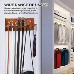 TOXINYUAN Wooden Belt Organizer For Closet, 2-in-1 Belt Hanger And Coat Hooks Organizer Wall Mount, Belt Rack For Men Or Women, Belt Storage, Belt Holder, Closet Belt Display Racks 7 TOXINYUAN Wooden Belt Organizer For Closet, 2-in-1 Belt Hanger And Coat Hooks Organizer Wall Mount, Belt Rack For Men Or Women, Belt Storage, Belt Holder, Closet Belt Display Racks -Songmics Furniture Shop 51v8VaZFBqL
