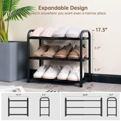 Gonfoam 3-Tier Expandable Shoe Rack,Adjustable Shoe Shelf Storage Organizer Heavy Duty Metal Free Standing Shoe Rack For Entryway Closet Doorway (Black) 14 Gonfoam 3-Tier Expandable Shoe Rack,Adjustable Shoe Shelf Storage Organizer Heavy Duty Metal Free Standing Shoe Rack For Entryway Closet Doorway (Black) -Songmics Furniture Shop 51v9qrYqeaL