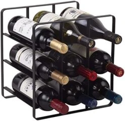 Buruis 6 Bottle Countertop Wine Rack - Wine Holder For Red White Wine Storage - Freestanding Metal Wine Rack - Modern Tabletop Bottle Holder - Black -Songmics Furniture Shop 51vJX0oP sL. AC