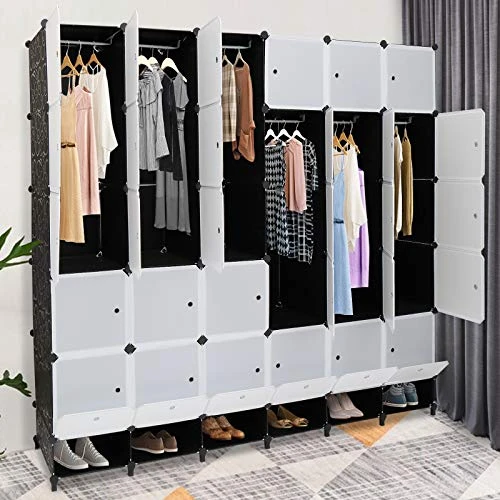 VINGLI Portable Closet Wardrobe, Cube Storage Organizer, Plastic Storage Closet, Shelf Unit, DIY Cube Shelves With Doors And Hanging Rods, 36 Cubes 1 VINGLI Portable Closet Wardrobe, Cube Storage Organizer, Plastic Storage Closet, Shelf Unit, DIY Cube Shelves With Doors And Hanging Rods, 36 Cubes