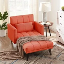 AWQM Convertible Chair Bed Sleeper,3-in-1 Futon Sofa Bed Chair With Adjustable Backrest,Tufted Velvet Chaise Lounge Sofa Bed Couch, Sleeper Chair Recliner Sofa Chair For Small Space,Red -Songmics Furniture Shop 51vOofC4LQL