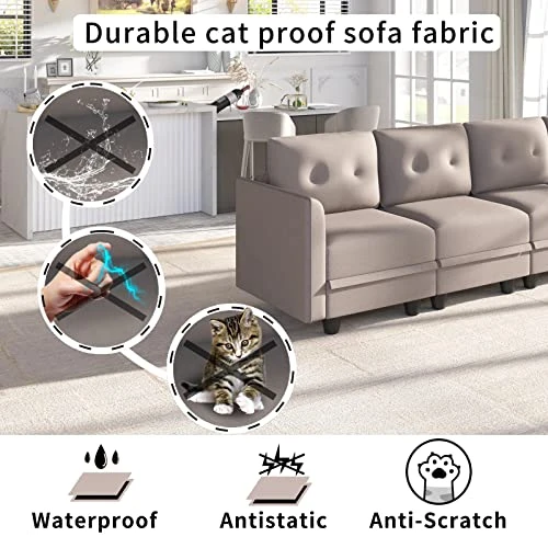 LLappuil Modular Sofa Middle Module With Storage For Customizable Sectional Couch, Accent Armless Chair, Waterproof, Anti-Scratch And Antistatic Fabric Sectional, Brown 5 LLappuil Modular Sofa Middle Module With Storage For Customizable Sectional Couch, Accent Armless Chair, Waterproof, Anti-Scratch And Antistatic Fabric Sectional, Brown - Image 5