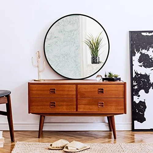 Round Mirror,Black Round Mirror 20 Inch,Round Wall Mirror,Round Bathroom Mirror,Wall-Mounted Black Circle Mirror For Vanity, Living Room, Bedroom, Vanity, Entryway, Hallway 7 Round Mirror,Black Round Mirror 20 Inch,Round Wall Mirror,Round Bathroom Mirror,Wall-Mounted Black Circle Mirror For Vanity, Living Room, Bedroom, Vanity, Entryway, Hallway - Image 7