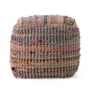 GDFStudio Marcela Hand Woven Fabric Pouf (Ecru)