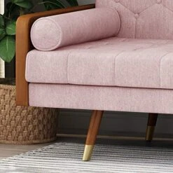 GDFStudio Aidan Mid-Century Modern Tufted Fabric Sofa, Light Blush And Dark Walnut -Songmics Furniture Shop 51vT2zPxalL