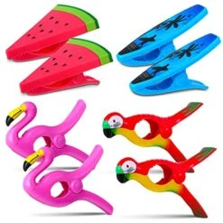 8 Pieces Beach Towel Clips Beach Chair Clips Jumbo For Pool Lounge Chair, Cruise Clothes Lines, Patio And Holiday Pool (Beach Style)