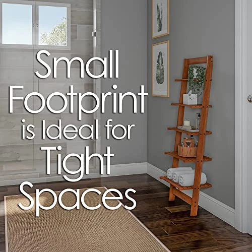 TRFMY Bookshelf-5 Tier Leaning Decorative Shelves For Display, Cherry/Living Room/Office 3 TRFMY Bookshelf-5 Tier Leaning Decorative Shelves For Display, Cherry/Living Room/Office - Image 3