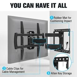 Mounting Dream TV Mount TV Wall Mount For Most 42-75 Inch TVs, Full Motion Articulating Wall Mount TV Bracket With Swivel And Tilt, Max VESA 600x400mm, Up To 100lbs, Fits 16" Wood Studs MD2619 -Songmics Furniture Shop 51vW9VHoAVL