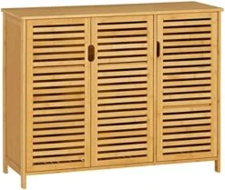 VIAGDO Buffet Sideboard Storage Cabinet, Kitchen Cupboard With 3 Louvered Doors, Buffet Server Console Table, Accent Cabinet, For Dining Room, Living Room, Kitchen, Hallway, Natural Bamboo 9 VIAGDO Buffet Sideboard Storage Cabinet, Kitchen Cupboard With 3 Louvered Doors, Buffet Server Console Table, Accent Cabinet, For Dining Room, Living Room, Kitchen, Hallway, Natural Bamboo -Songmics Furniture Shop 51vWgvkrqbL. AC