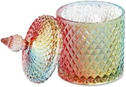 YOUDirect Apothecary Jars, 20 OZ Glass Jars With Lids, Luxurious Crystal Bathroom Canisters Storage Organizer For Bath Salts/Bombs Cotton Balls/Swabs/Makeup Sponges (Rose Gold) -Songmics Furniture Shop 51vXdehUsoL. AC