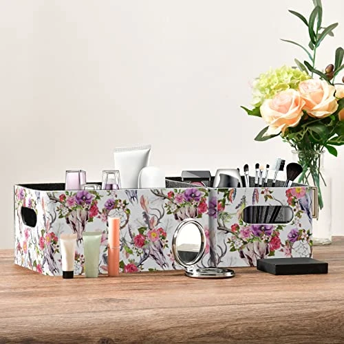 Deer Skulls Flowers Dreamcatcher Storage Basket Felt Storage Bin Collapsible Felt Storage Cloth Baskets Containers Organizer For Kids Bedroom Magazine 5 Deer Skulls Flowers Dreamcatcher Storage Basket Felt Storage Bin Collapsible Felt Storage Cloth Baskets Containers Organizer For Kids Bedroom Magazine - Image 5