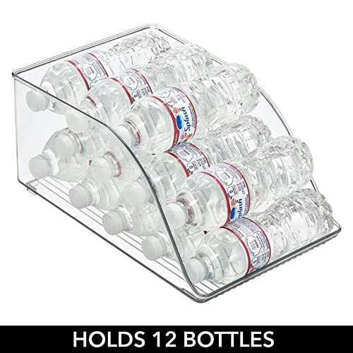 MDesign Small Plastic Water Bottle Stackable Storage Organization Bin With Open Front For Kitchen Refrigerator, Freezer, Pantry, Holds 12 Bottled Drinks/Beverages, Ligne Collection, Clear 1 MDesign Small Plastic Water Bottle Stackable Storage Organization Bin With Open Front For Kitchen Refrigerator, Freezer, Pantry, Holds 12 Bottled Drinks/Beverages, Ligne Collection, Clear