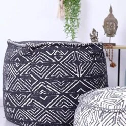 Mandala Life ART Bohemian Pouf Cube Cover- 20 Inches –Luxury, Artisan Room Decor Pouffe - Boho Chic Seating Area Ottoman